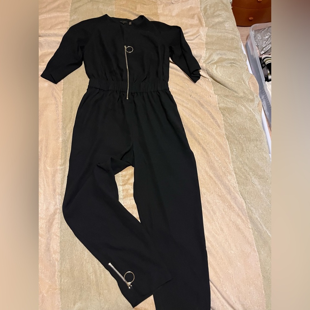 Ted Baker Black Jumpsuit with Gold Zipper